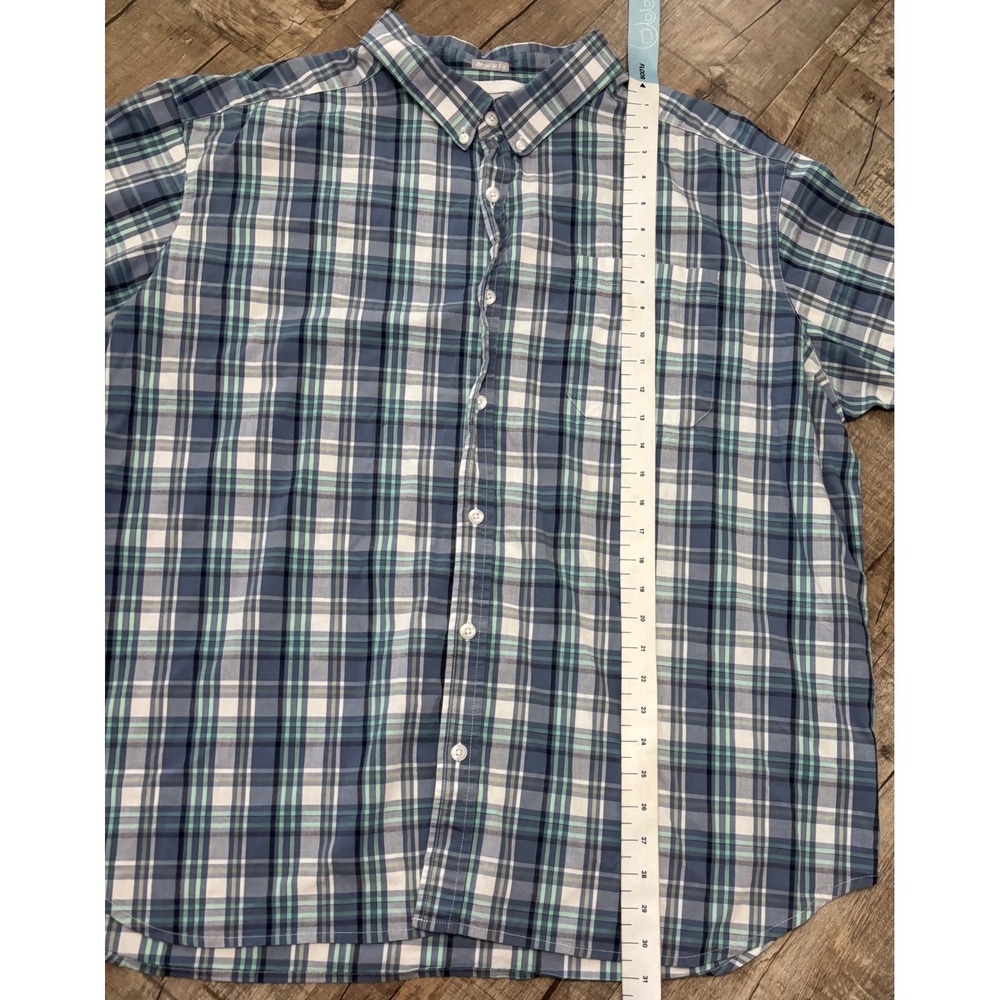 Columbia Mens XXL Blue Green Plaid Short Sleeve Button Down Shirt AM9132 Regular - Picture 5 of 7